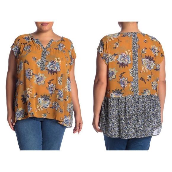 Dr2 by Daniel Rainn Twin Print Peplum Tunic 3x Nwt - Picture 1 of 10